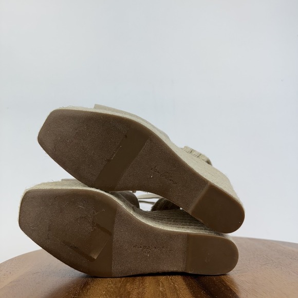 New Womens Sam Edelman Vada Beige Strappy Woven Espadrille Wedge Sandals Size 9 - Picture 7 of 8